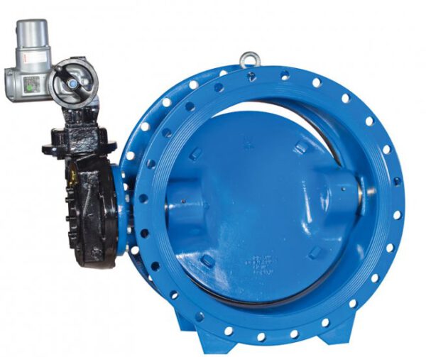 Type 2010 double eccentric butterfly valve with gearbox and electric actuator